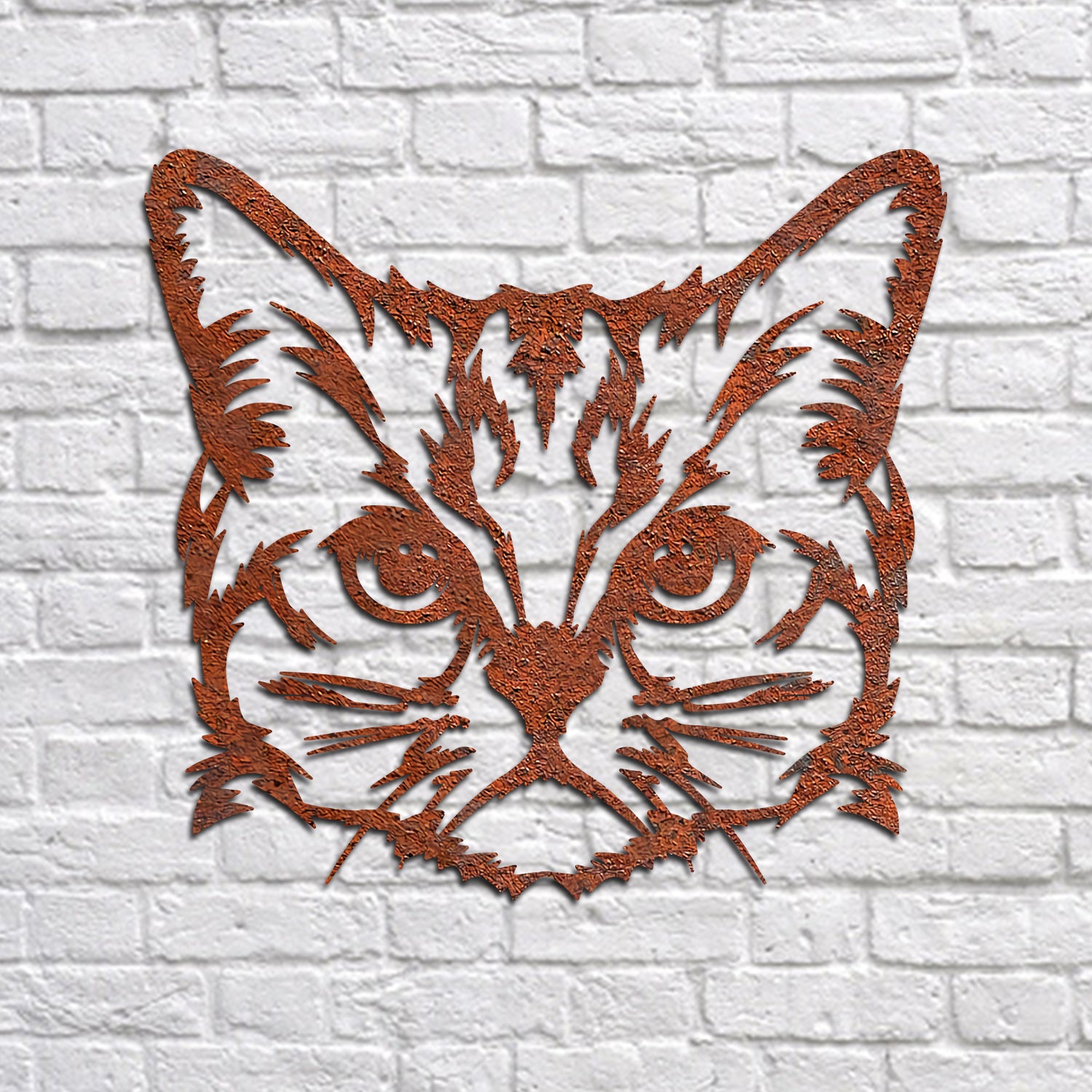Rustic Cat Face Metal Art, Cat, Kitten Vintage Wall Hanging