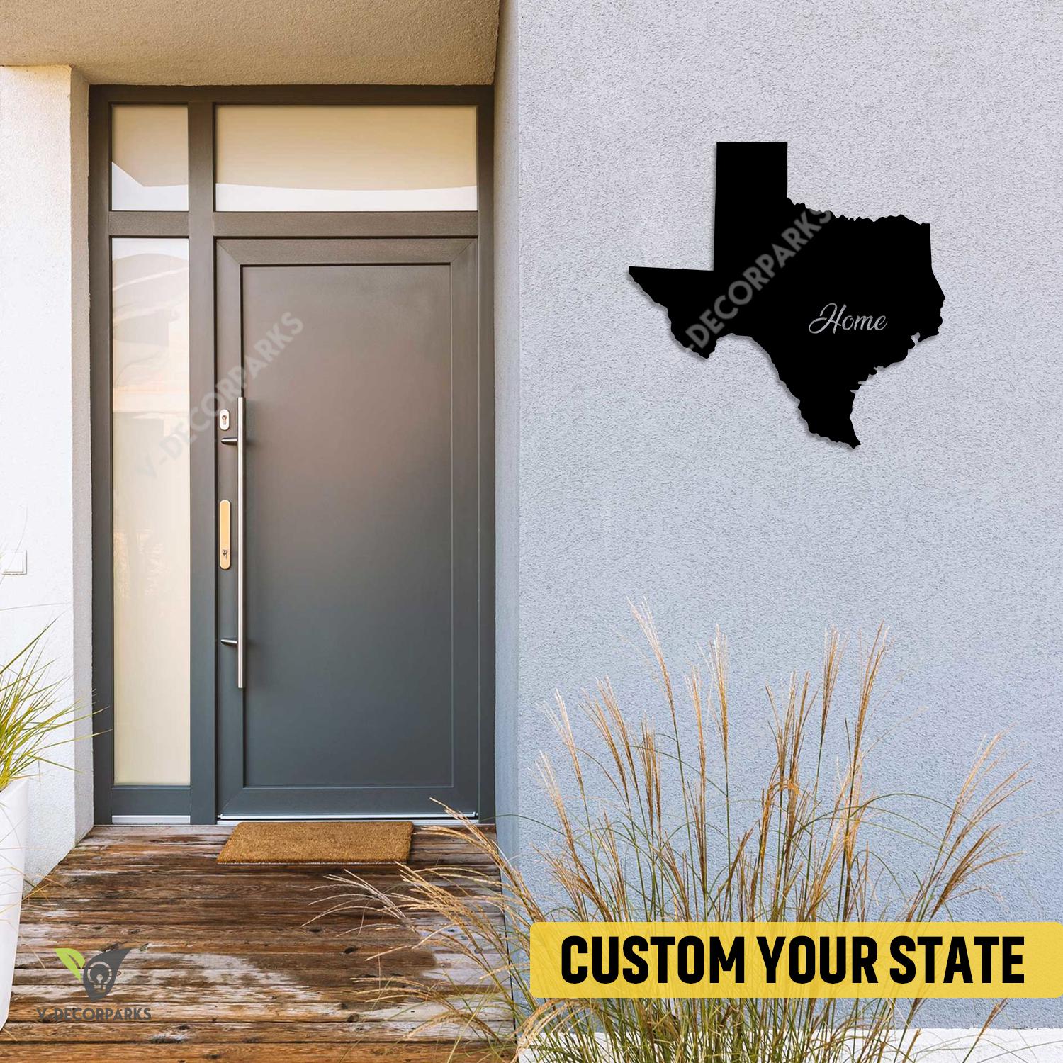 Custom State Home Texas Metal Sign, States Indoor Artwork
