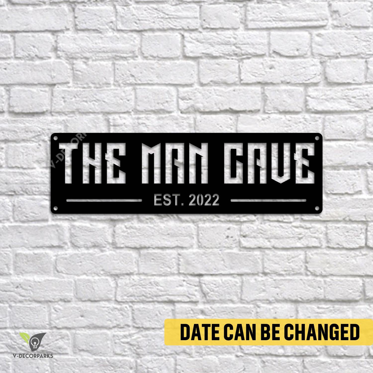 Customized Date The Man Cave Metal Sign, Man Cave Metallic Plaque For Him