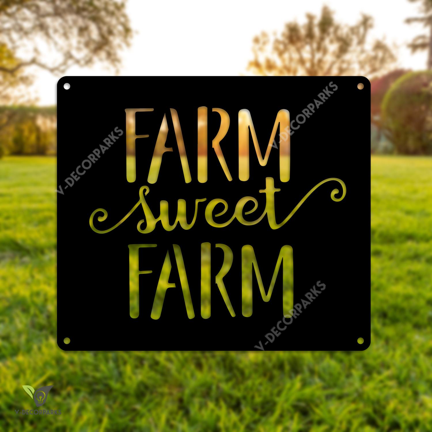 Farm Sweet Farm Metal Sign, Plasma Cut Plaque For Farmers