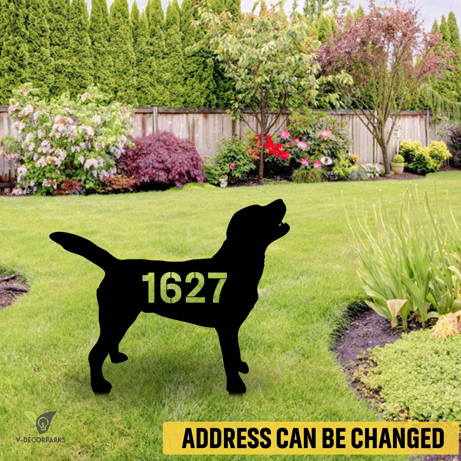 Customized Address Number Labrador Retriever Dog Metal Garden Art, Labrador Retriever Home Artwork