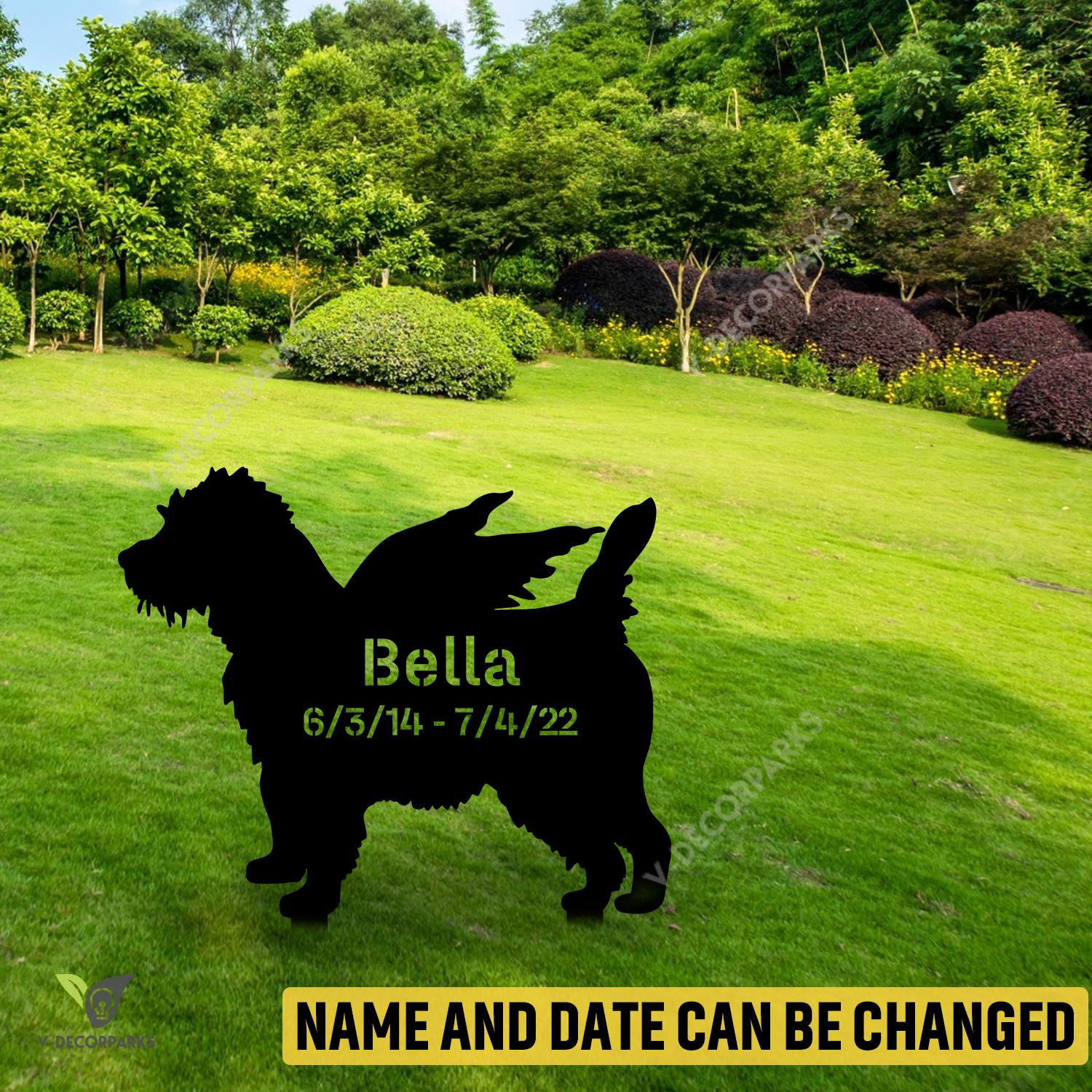 Personalized Memorial Cairn Terrier Dog Metal Garden Sign, Cairn Terrier Evergreen Stake