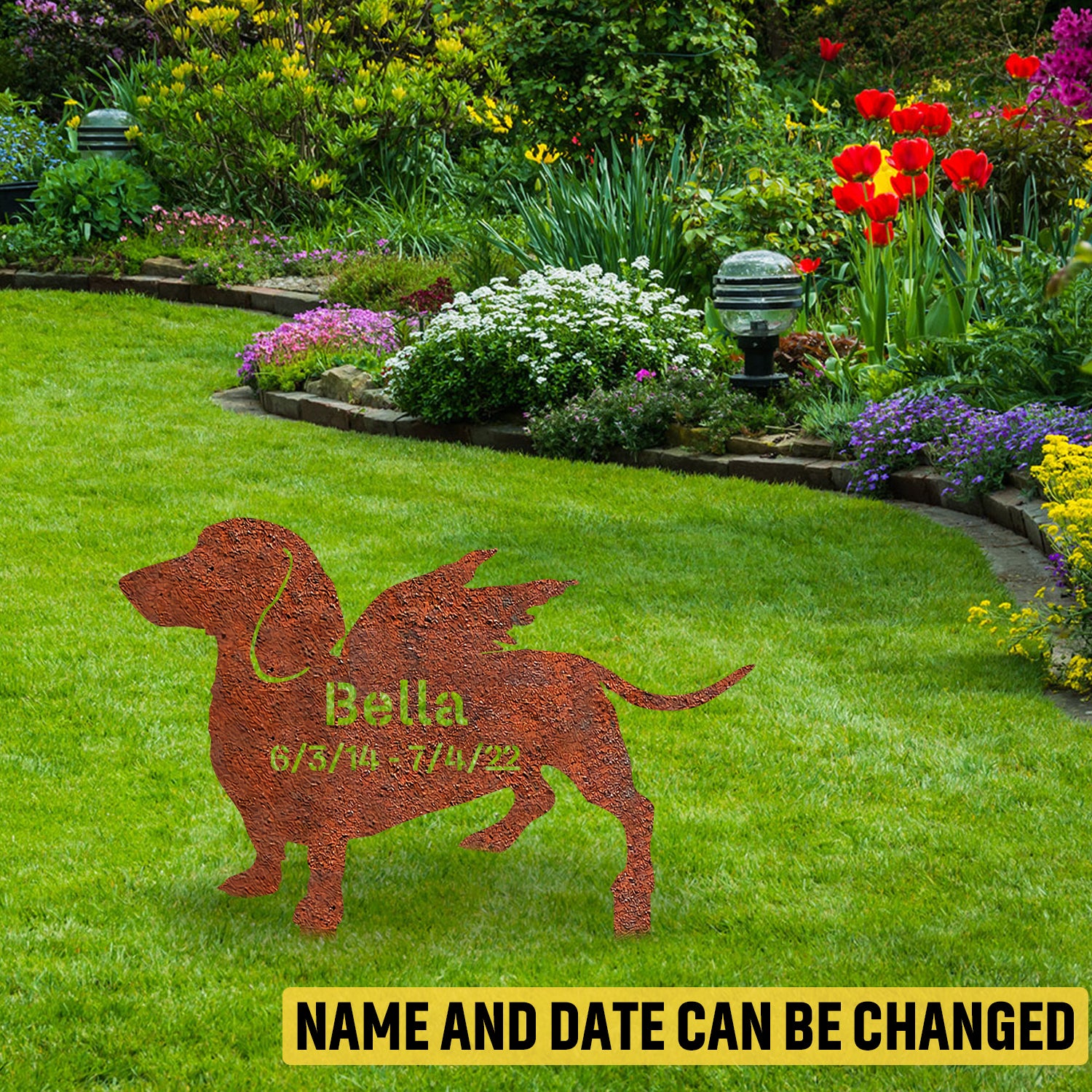 Personalized Memorial Dachshund Dog Rustic Metal Garden Art, Dachshund, Wiener Dog Iron Metallic Stake