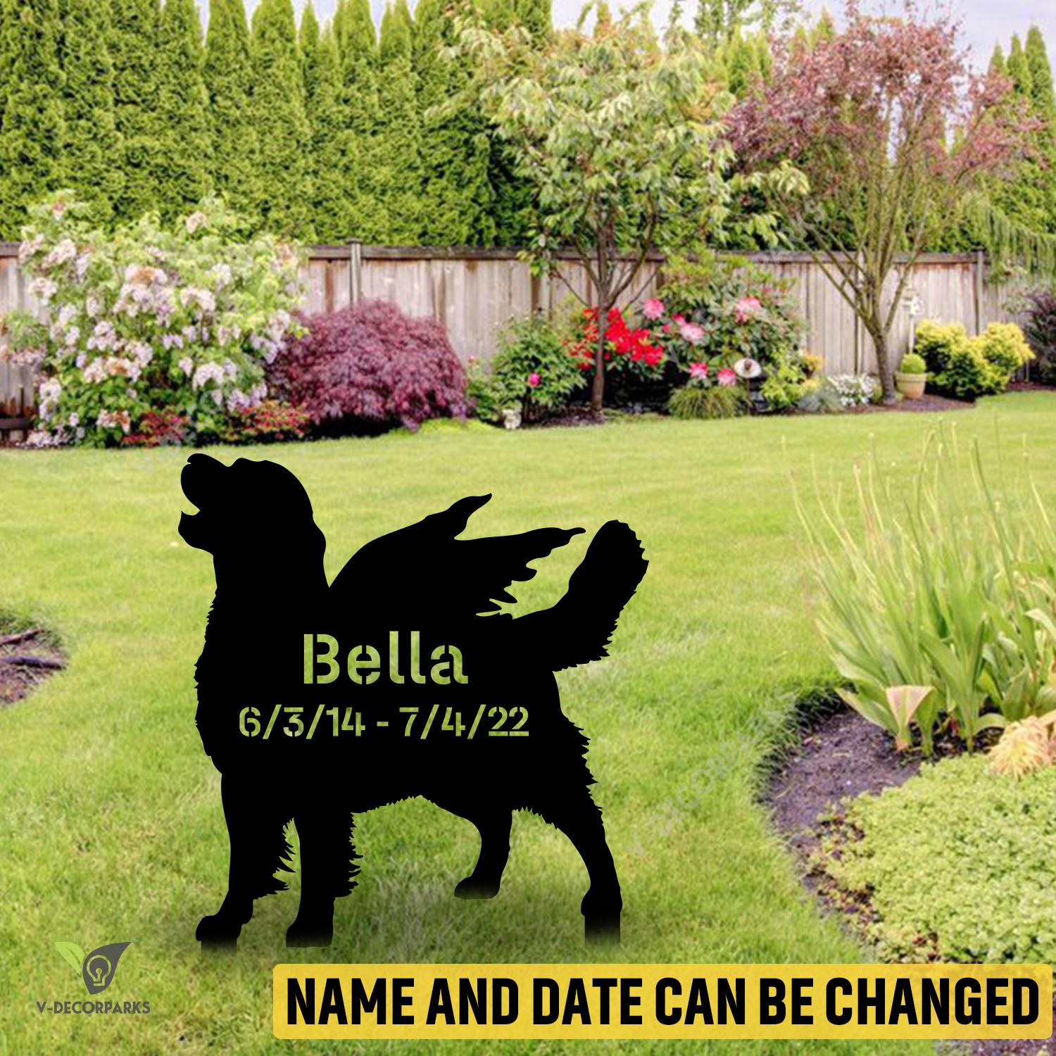 Customized Memorial Golden Retriever Dog Metal Garden Art, Golden Retriever Backyard Stake