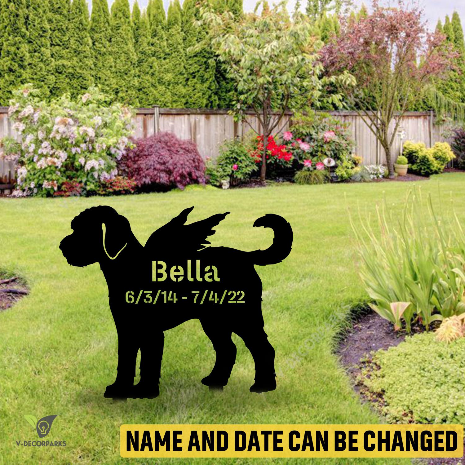 Custom Memorial Goldendoodle Dog Metal Garden Sign, Goldendoodle Home Artwork