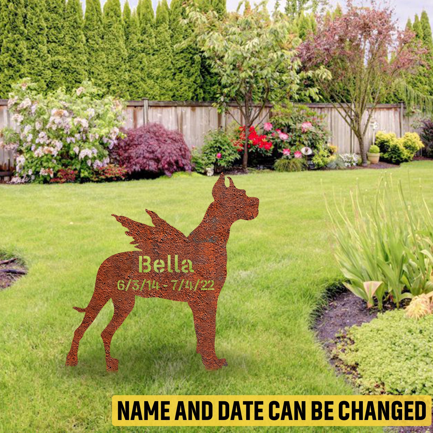Personalized Memorial Great Dane Dog Rusted Metal Garden Decoration, Great Dane Home Artwork