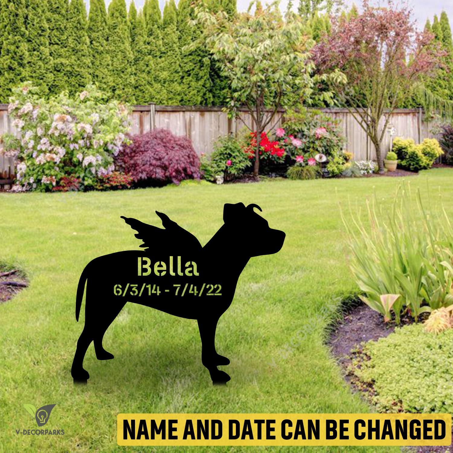 Personalized Memorial American Pit Bull Dog Metal Garden Sign, Staffordshire Bull Terrier Exterior Stake