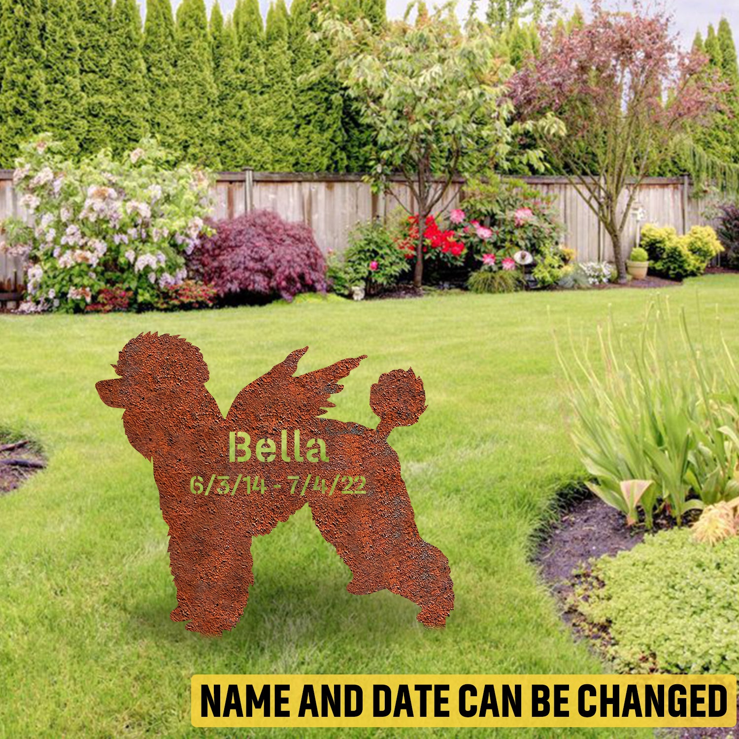 Customized Memorial Standard Poodle Dog Rusted Metal Garden Decoration, Standard Poodle Exterior Stake