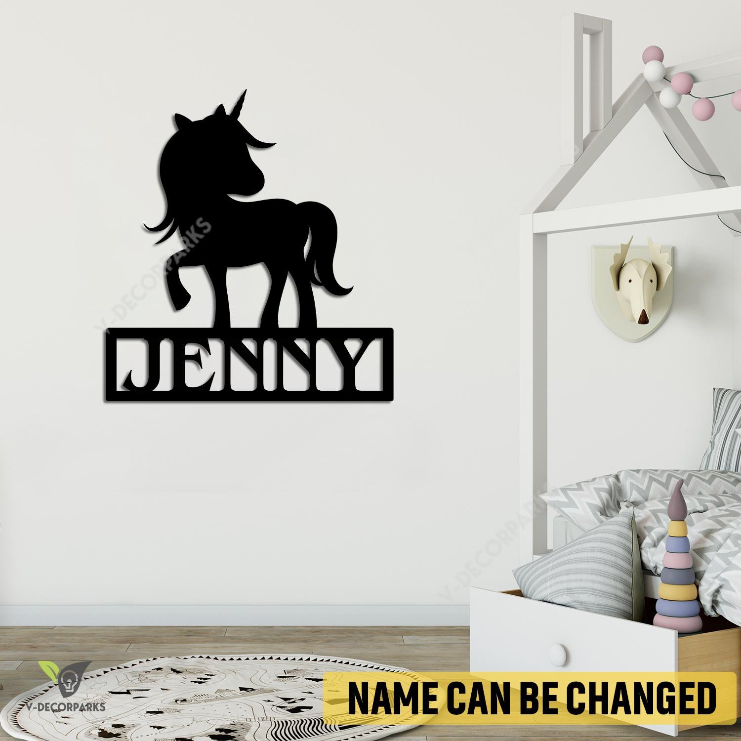 Custom Unicorn Metal Wall Decoration, Unicorn Housewarming Nursery Plaque