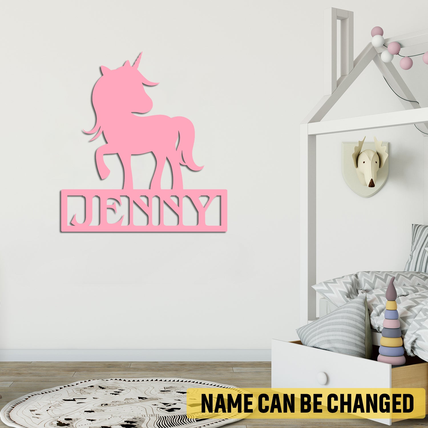 Customized Pink Unicorn Metal Art, Pink Unicorn Decorative Art For Daughter