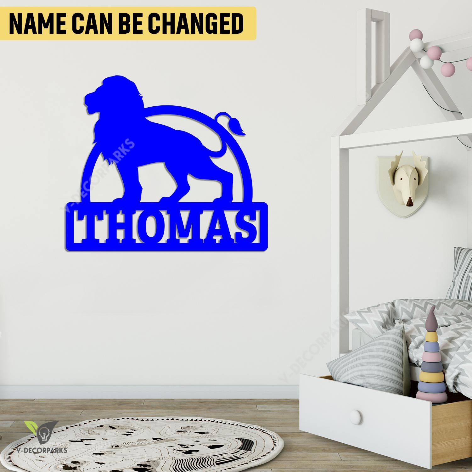 Custom Colored Lion Metal Wall Decor, Lion Nursery Large Accent