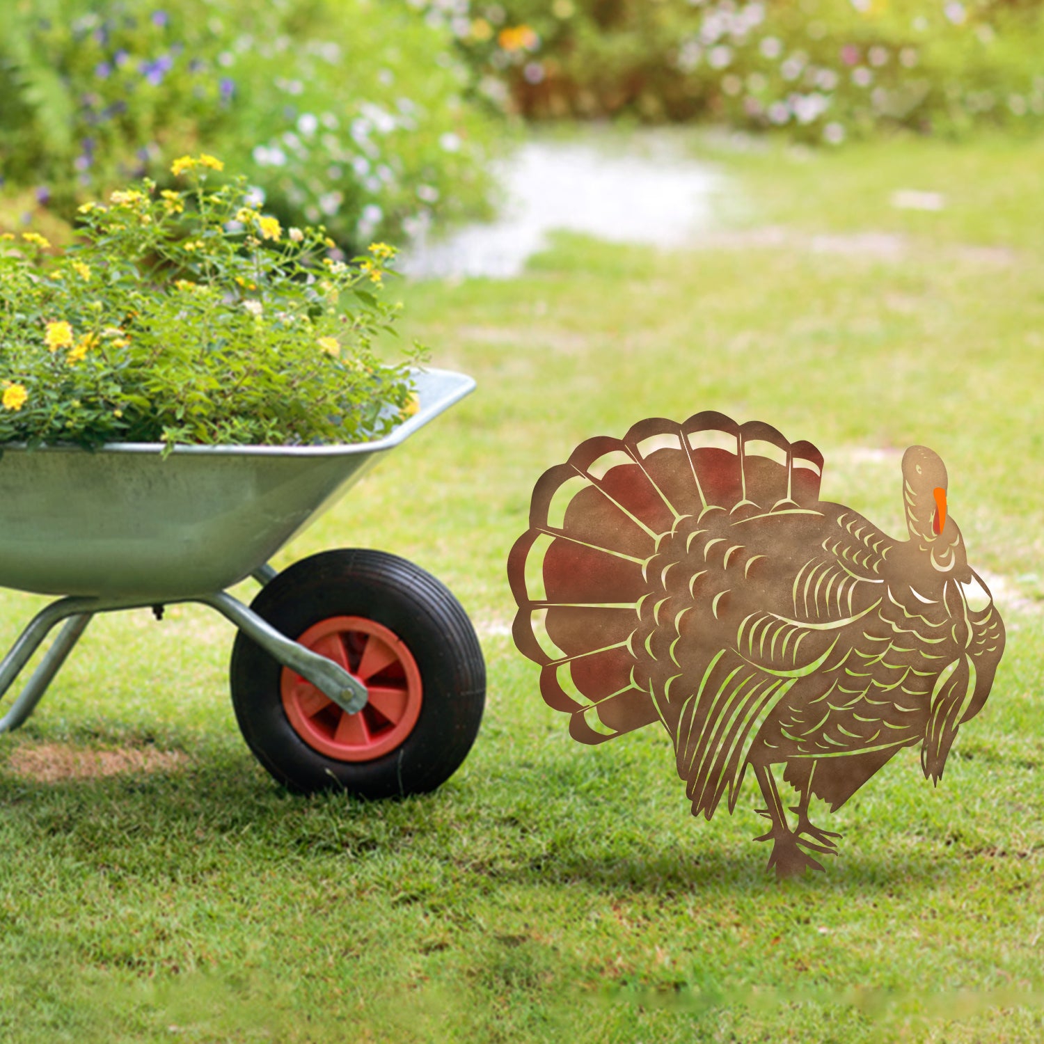 Copper Turkey Metal Garden Decoration, Turkey Hunting, Thanksgiving Silhouette Artwork