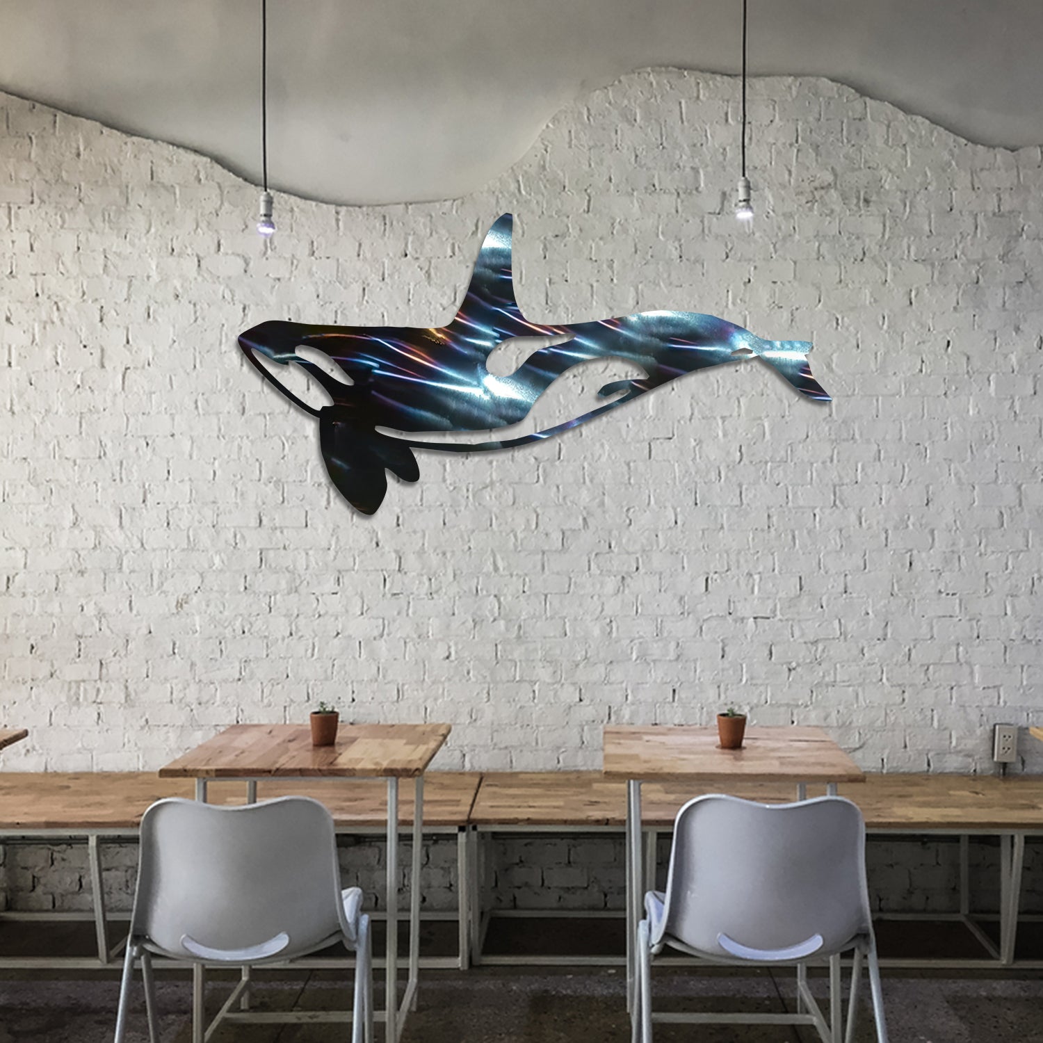 Orca, Killer Whale Print Metal Wall Decor, Killer Whale Cut Wall Hanging