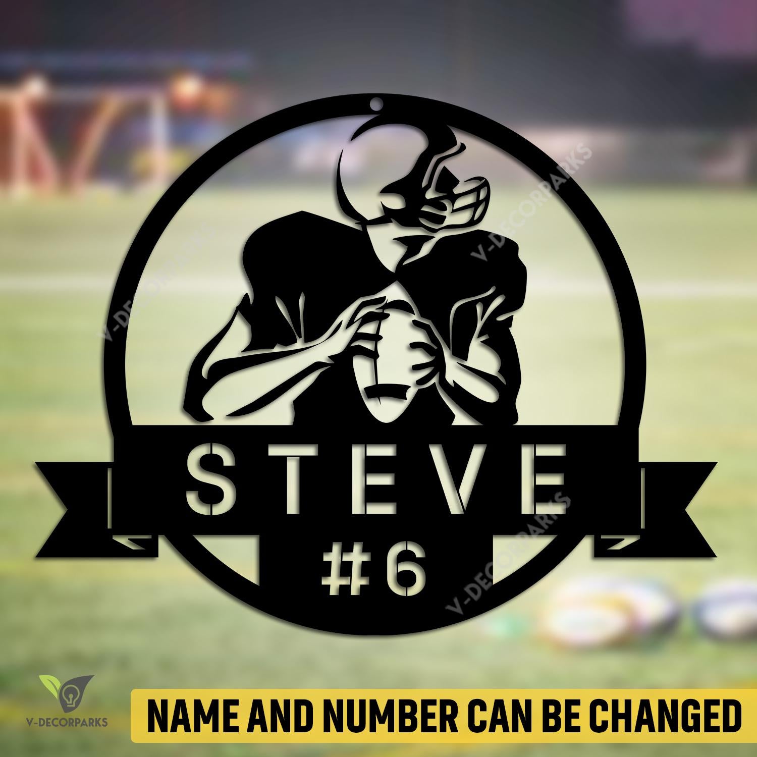 Personalized Name And Number Football Player Metal Sign, Football Sports, Hobbies Steel Gift For Son