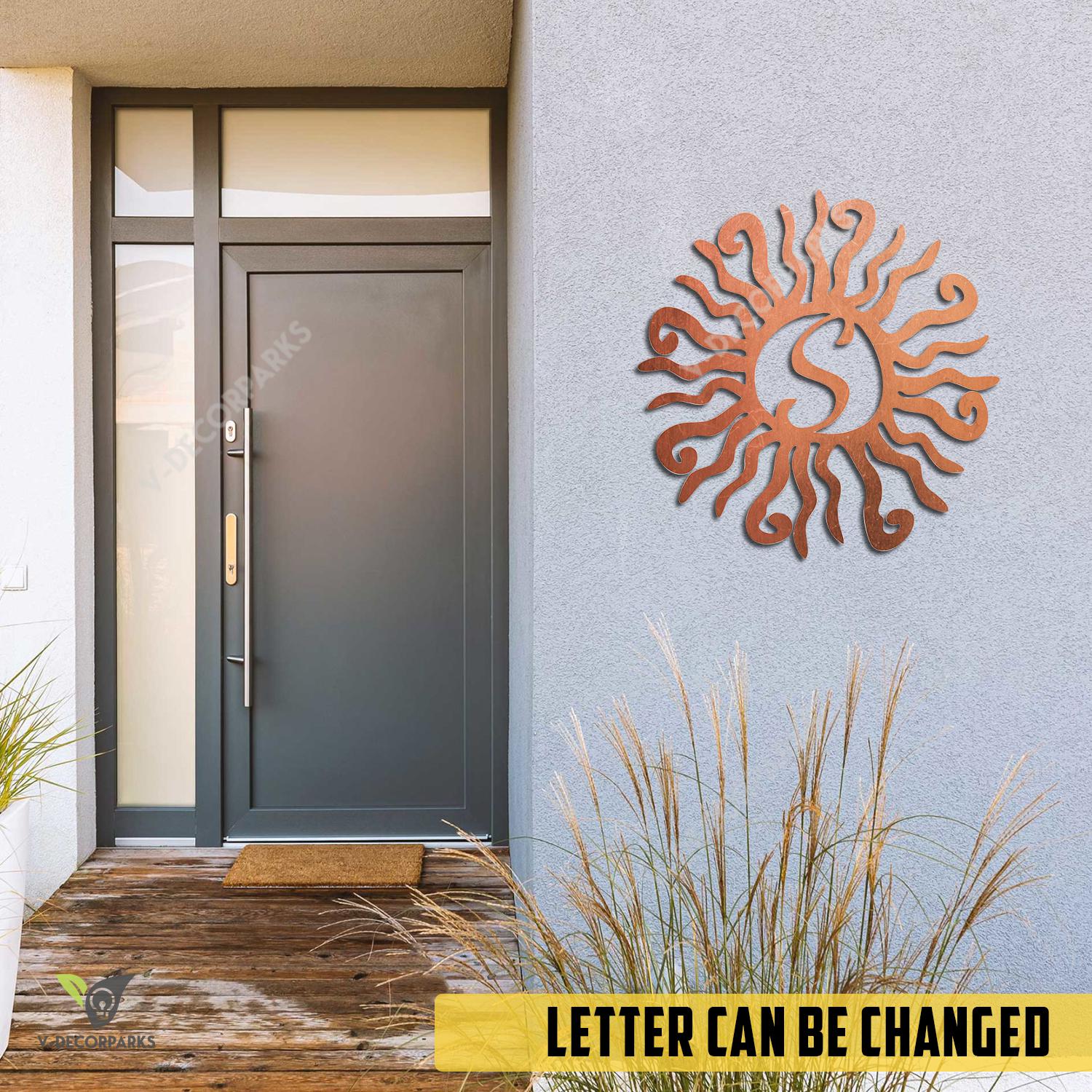 Custom Letter Wacky Sun Copper Metal Wall Art Design, Wacky Sun Porch Decoration