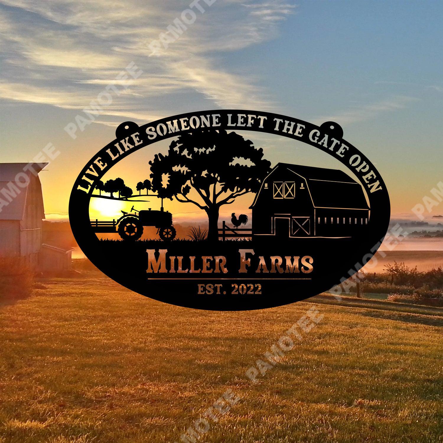 Customized Metal Farm Art, Tractor And Barn, Gift For Farmers Nalaprint