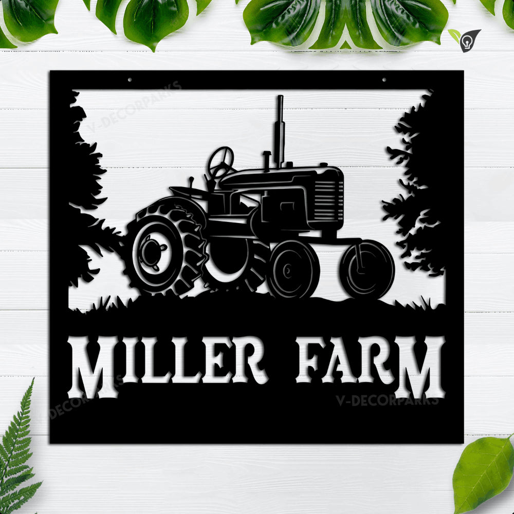 Personalized Farm Tractor Metal Wall Art, Custom Farm Tractor Monogram
