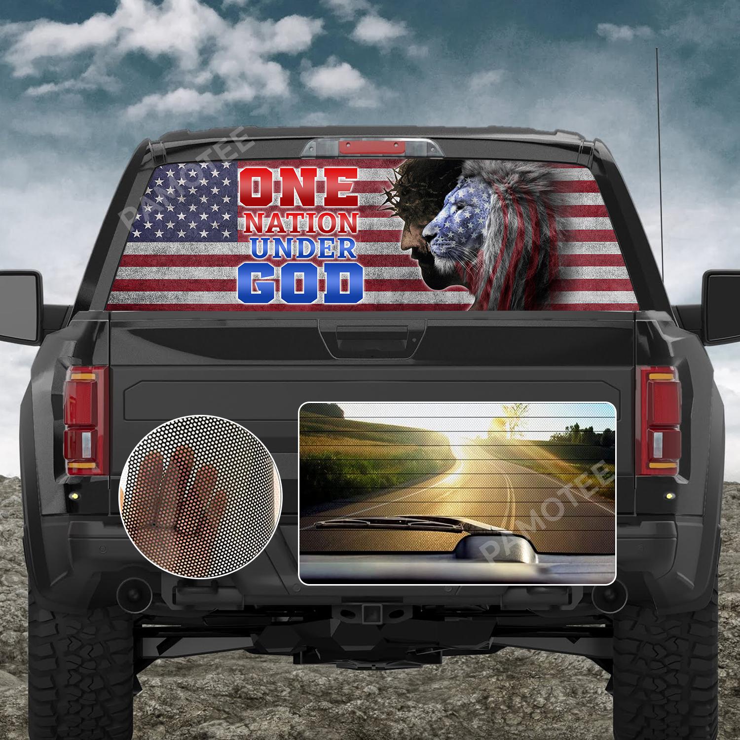 One Nation Under God Jesus Christ Lion Rear Car Window Decals, Jesus
