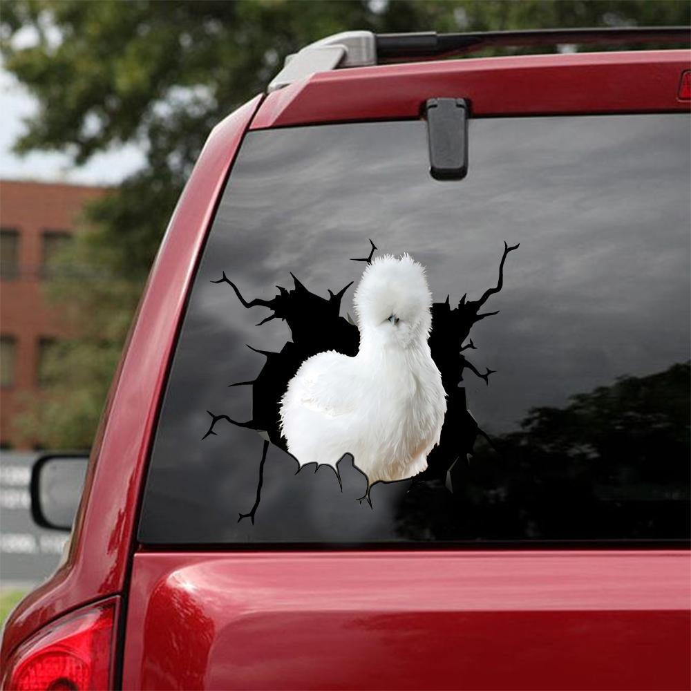 Silkie Chicken Stickers Animals Lover Vinyl Car Window Decal, Laptop ...