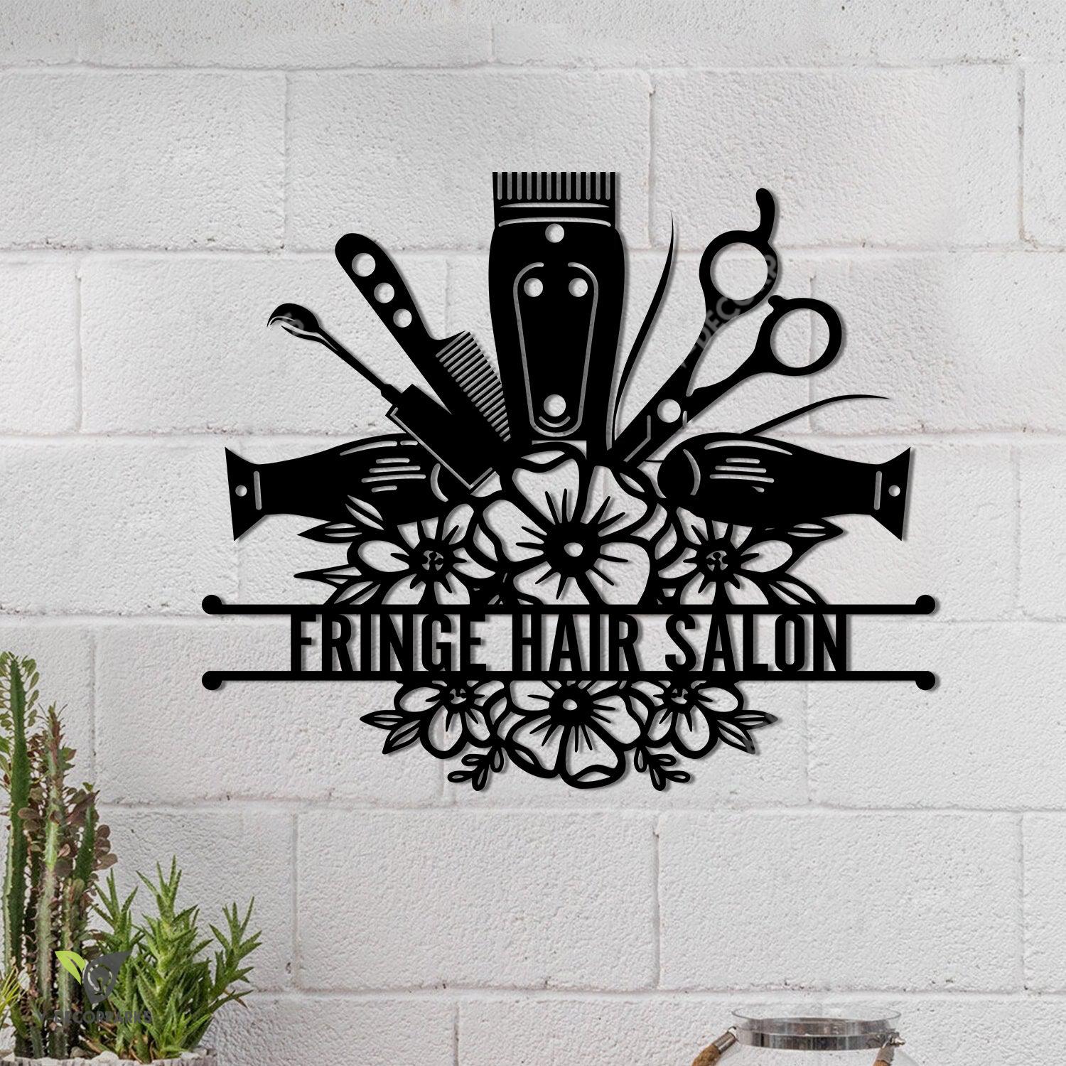 Hair And Nail Salon Personalized Metal Wall Art, Hair Salon Cut Metal Sign, Barber Shop Metal Wall Art
