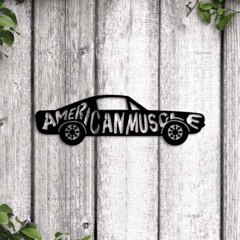 American Muscle Car Metal Sign With Led Lights, Metal Garage Sign Gift ...