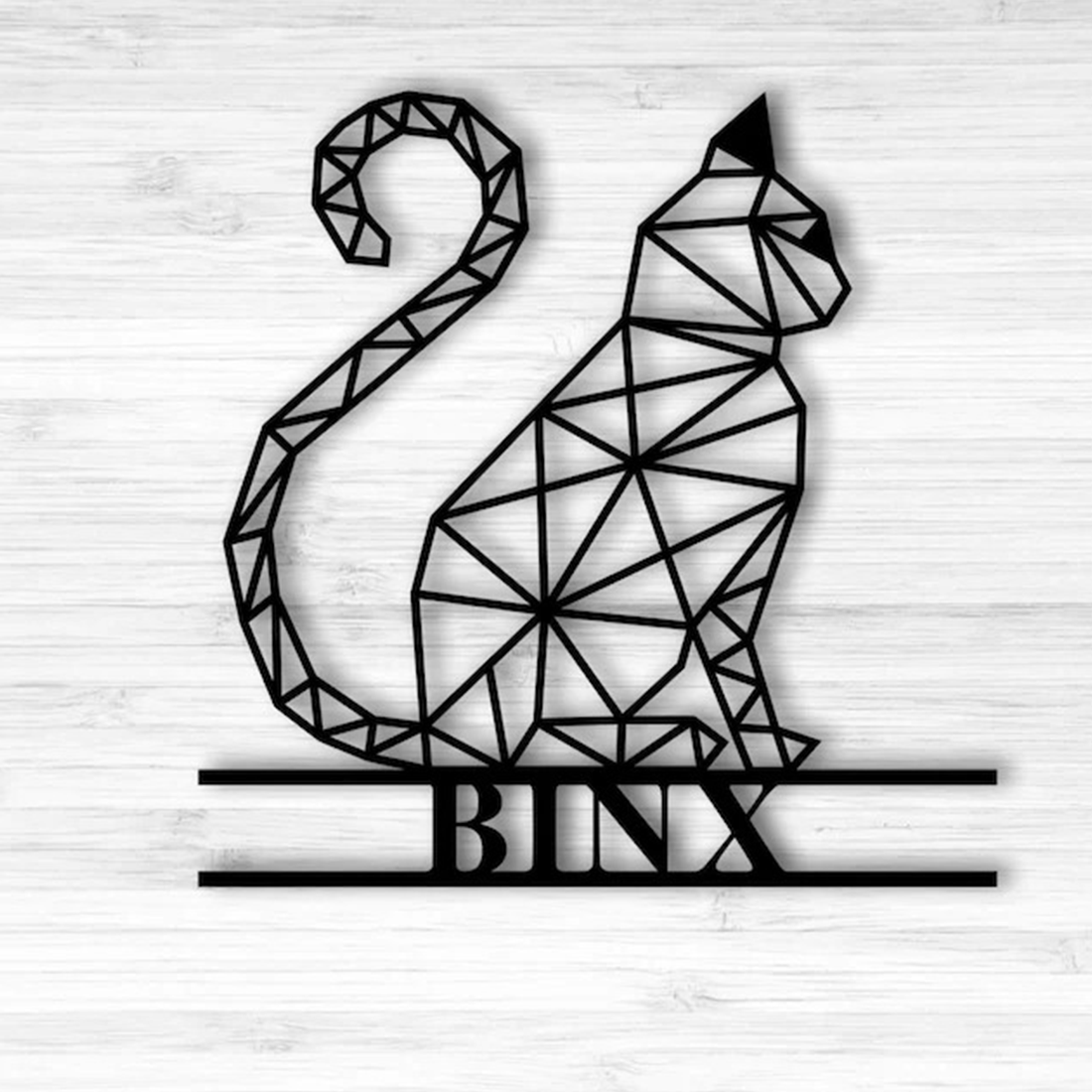 Personalized Metal Wall Art, Geometric Cat Vintage Metal Sign Lovely