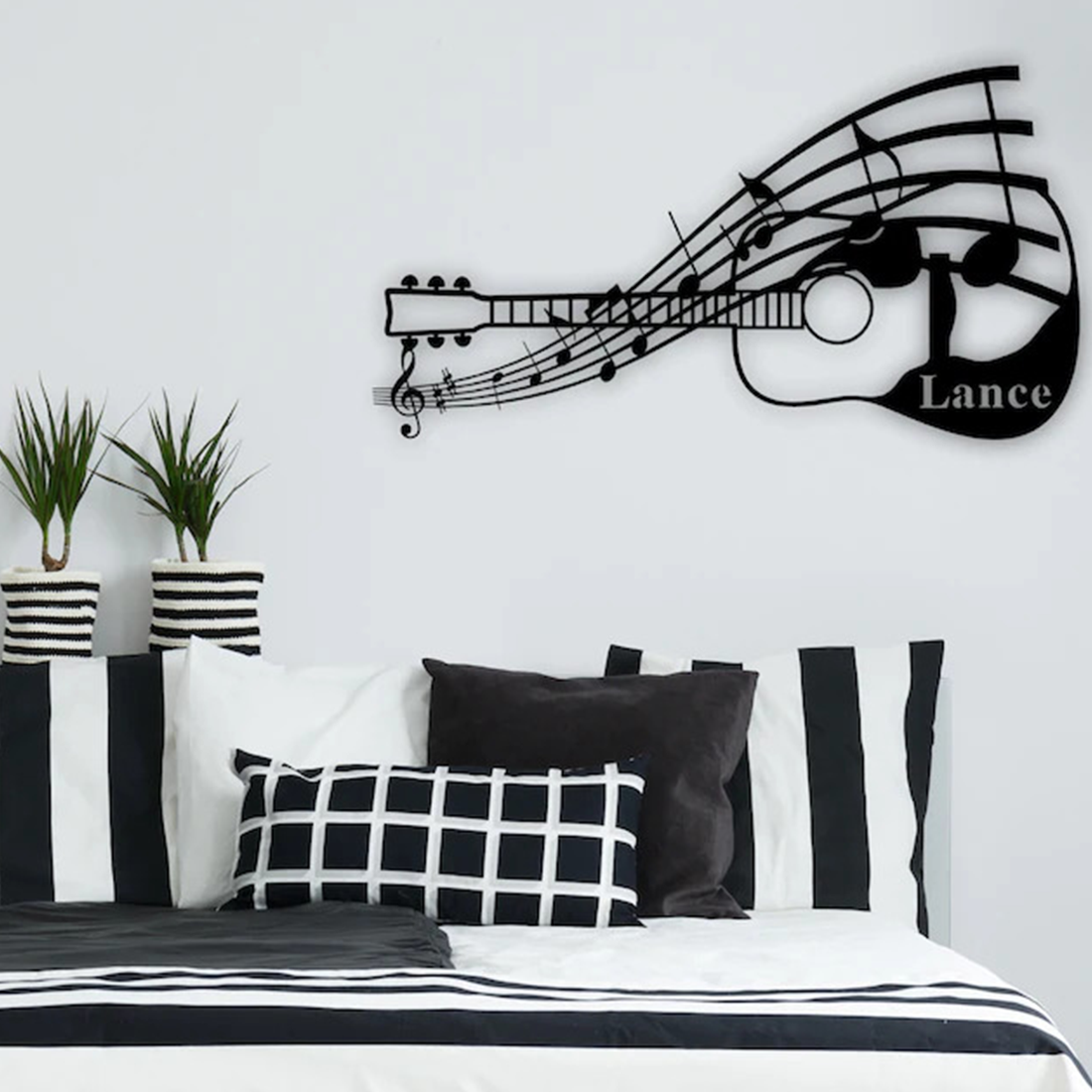 Customized Name Metal Wall Art, Acoustic Guitar Vintage Metal Sign