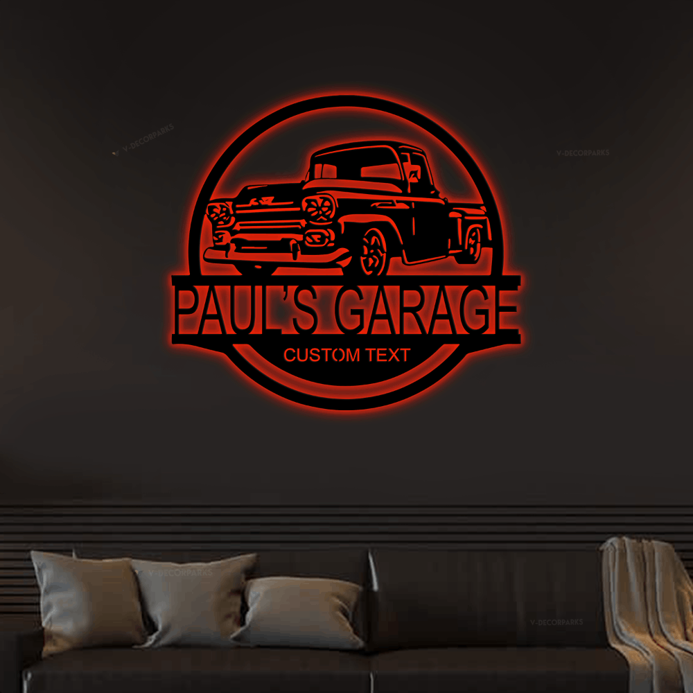 Customized Car With Led Lights Sign Monogram Steel Sign, Personalize ...