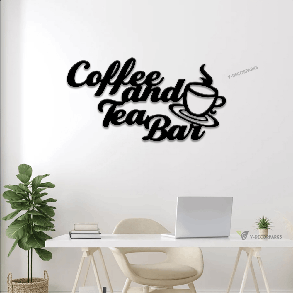 Coffee And Tea Bar, Wall Hanging, Metal Coffee Sign With Led Lights ...