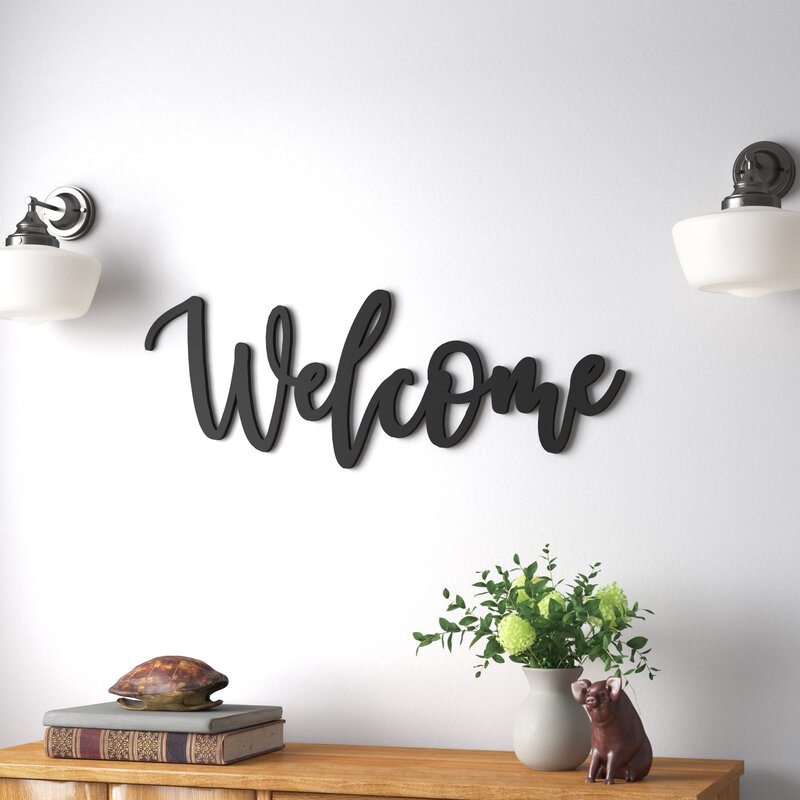 Cursive Word Welcome Metal Sign Wall Decor, Metal Sign Outdoor, Indoor ...