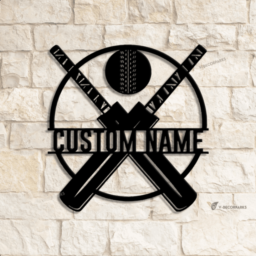 Custom Ball Cricket Bat Metal Wall Art Led Light, Cricket Wall Art ...