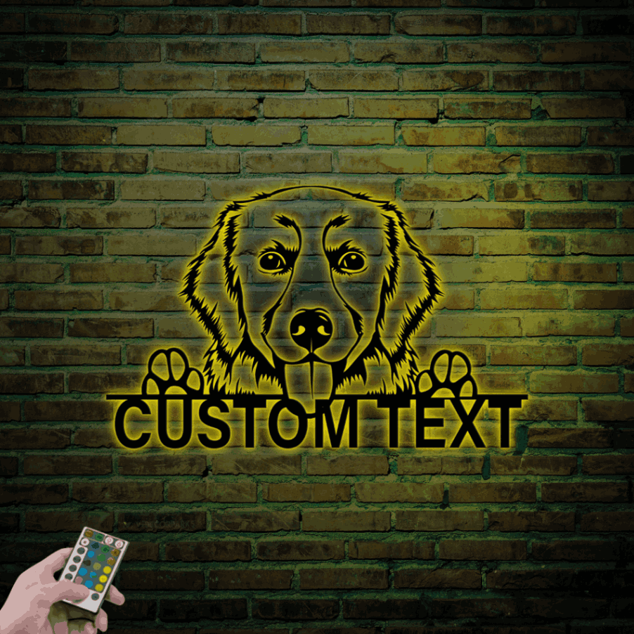 Custom Golden Retriever Wall Art Led Lights, Retriever Metal Wall Art