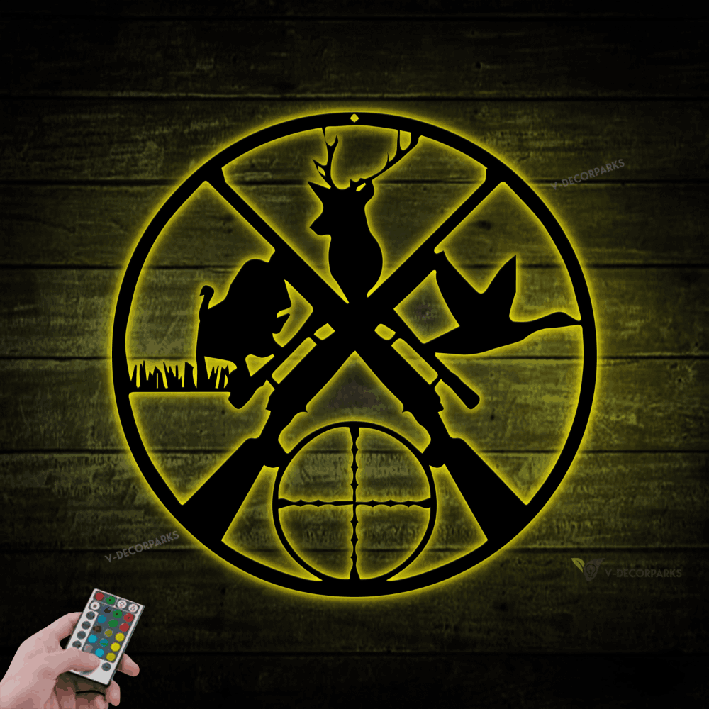 Custom Hunting Metal Sign With Led Lights, Personalized Metal Sign ...
