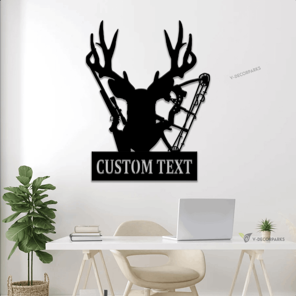 Custom Metal Hunting Sign With Led Lights, Hunting Mancave Sign, Deer ...