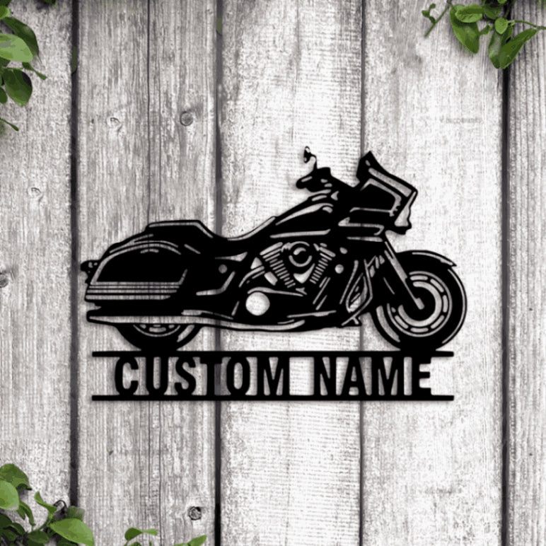 Custom Motorcycle Garage Metal Sign With Led Lights, Motorcycle Metal