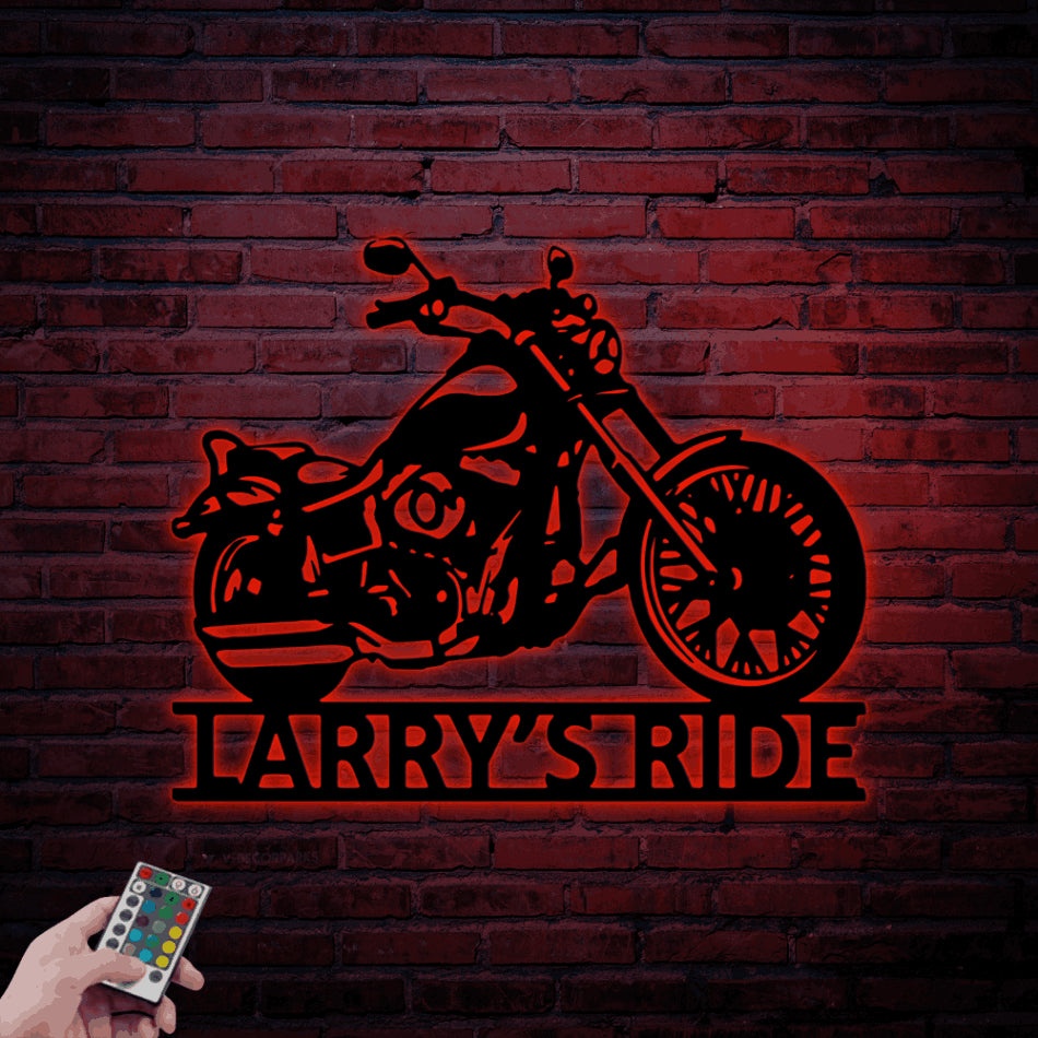Custom Motorcycle Metal Wall Art With Led Lights, Motorcycle Art Garage