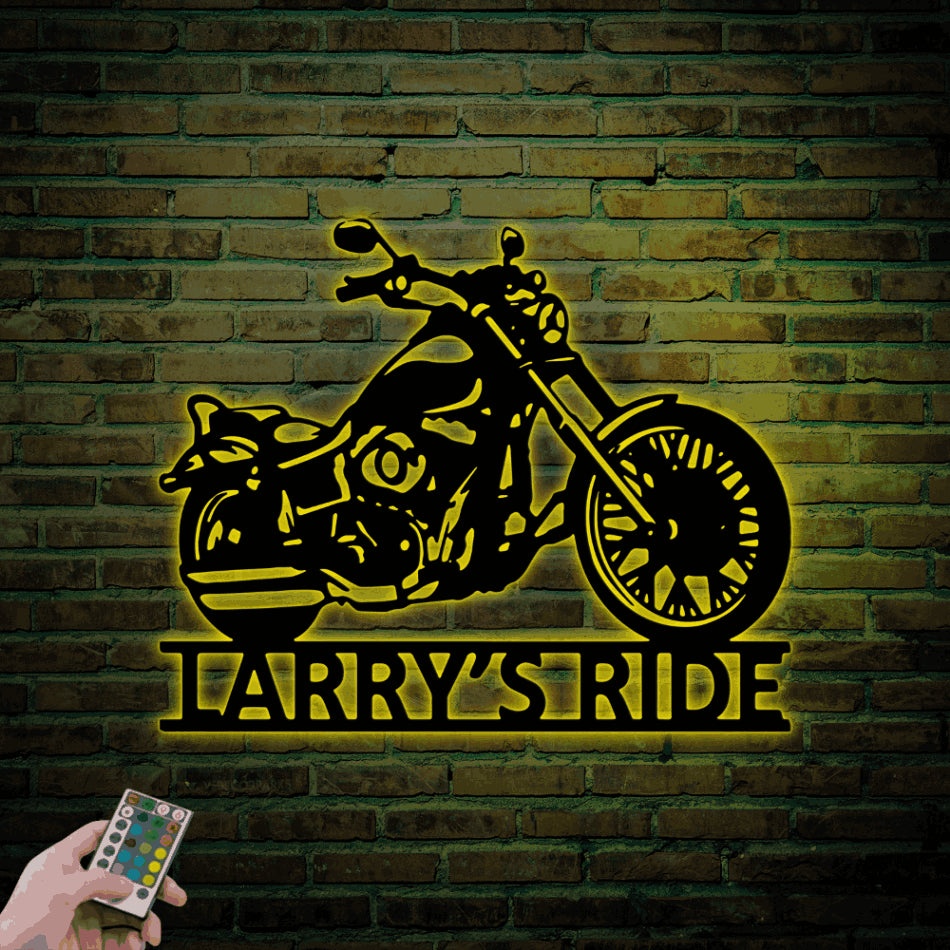 Custom Motorcycle Metal Wall Art With Led Lights, Motorcycle Art Garage