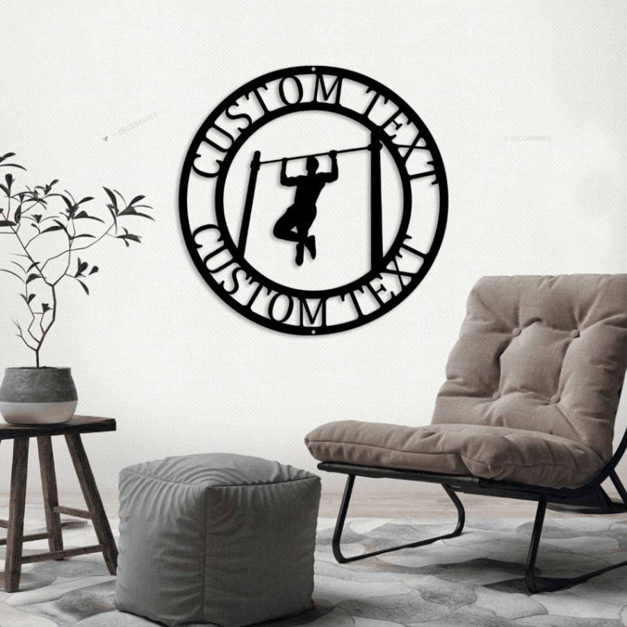 Custom Pull Up Sign With Led Lights Monogram Steel Sign, Personalize Male Pull Up Monogram Wall