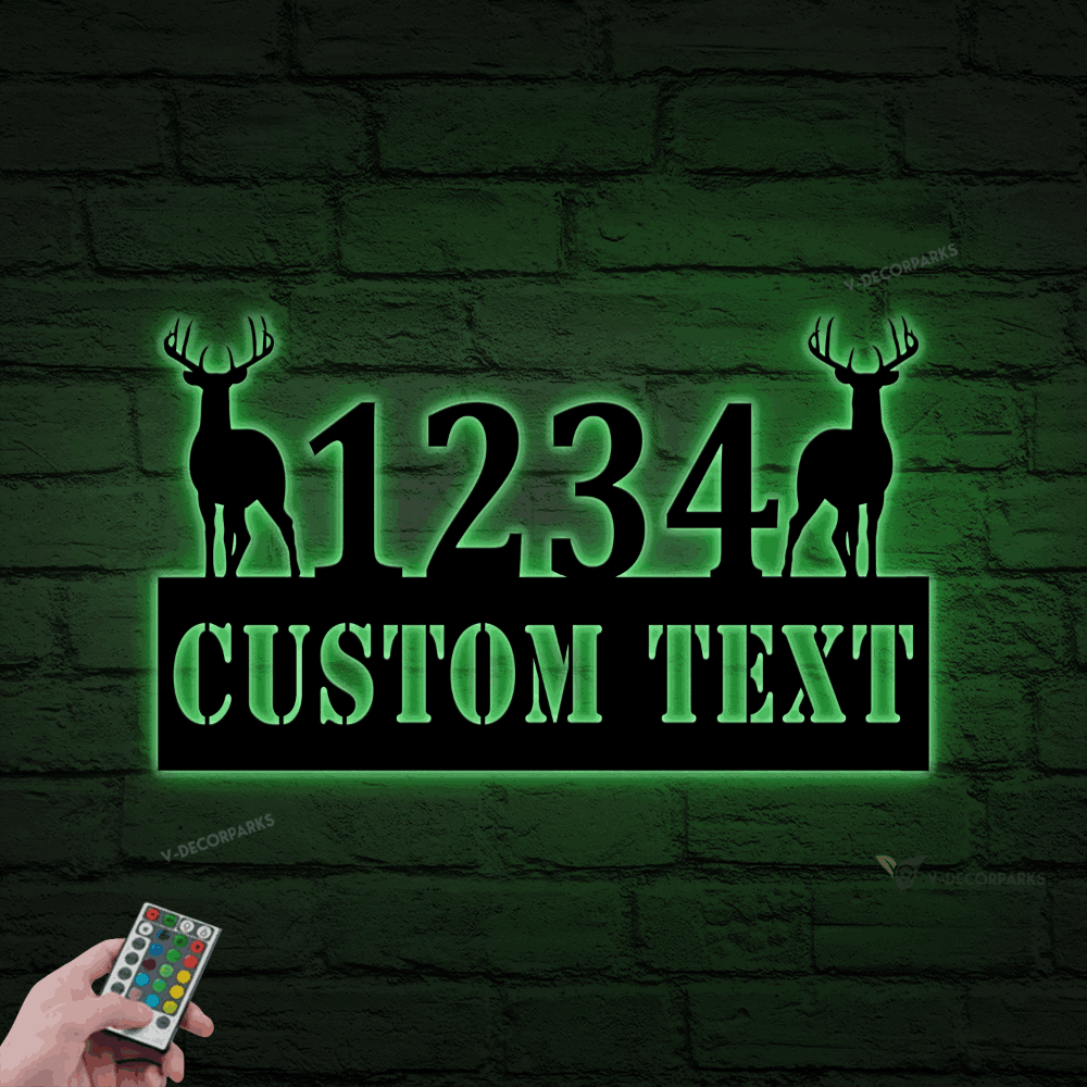 Custom Metal Address Sign With Led Lights, Palm Tree Address Sign ...