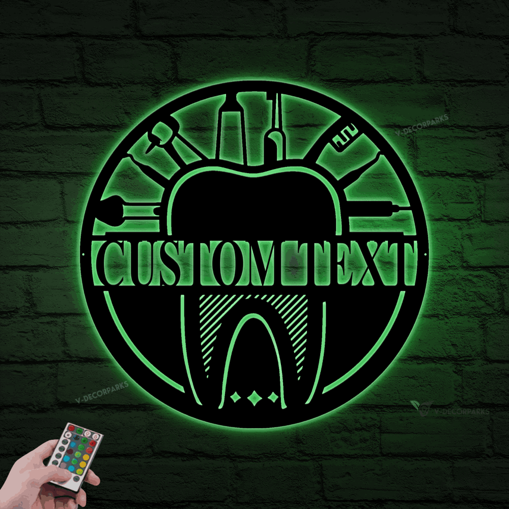 Dentist Office Metal Wall With Led Lights, Dental Office Wall Art