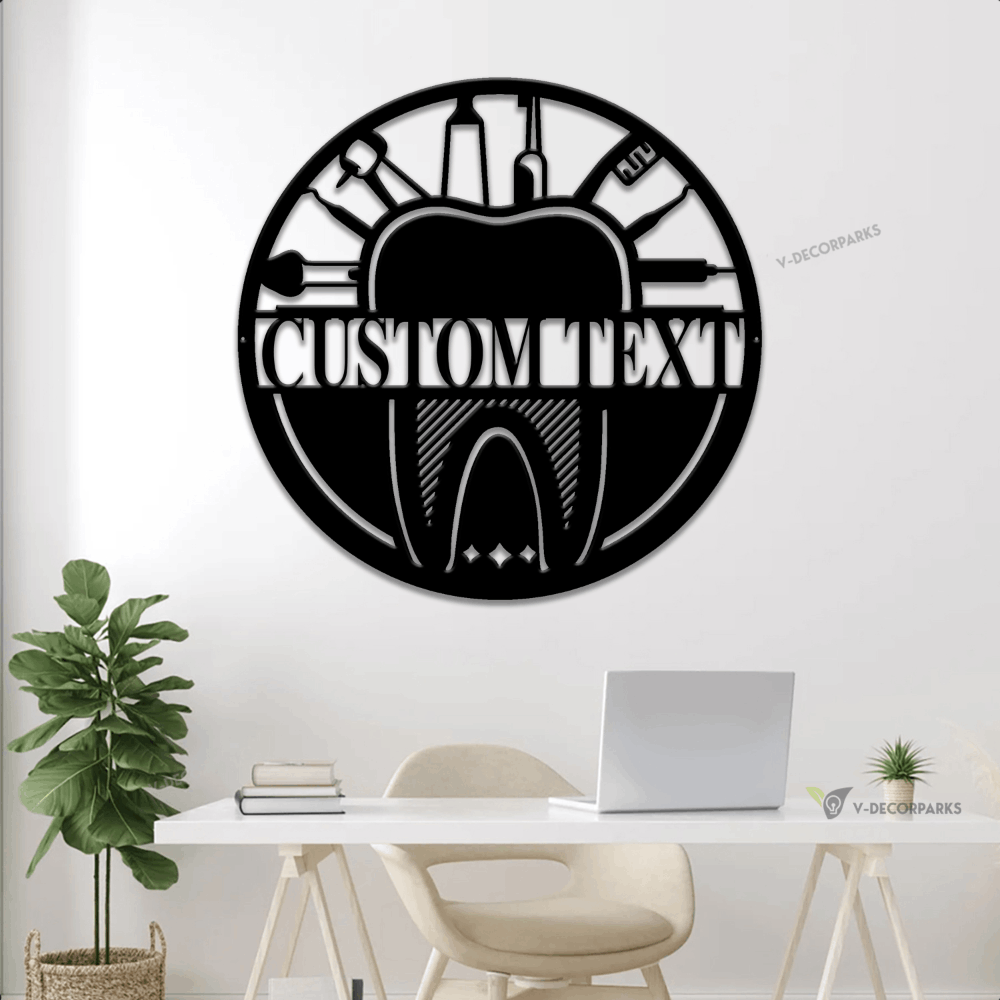 Dentist Office Metal Wall With Led Lights, Dental Office Wall Art