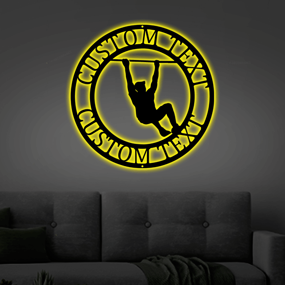 Fitness Club Sign With Led Lights Monogram Steel Sign Personalized