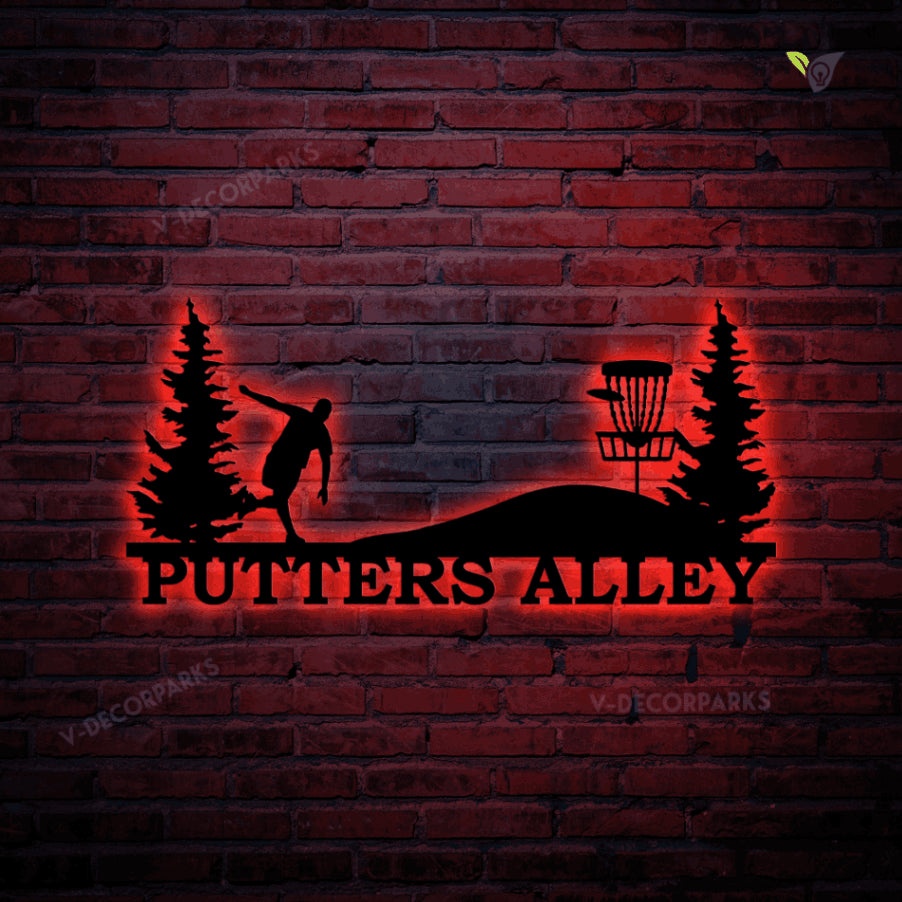 Customizable Metal Frisbee Golf Metal Art With Led Lights, Personalized