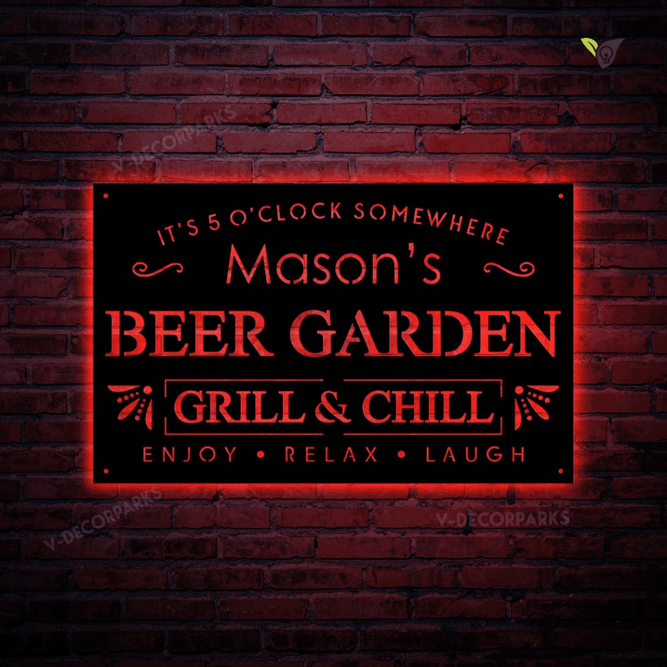 Personalized Outdoor Backyard Metal Wall Art With Led Light | Custom ...