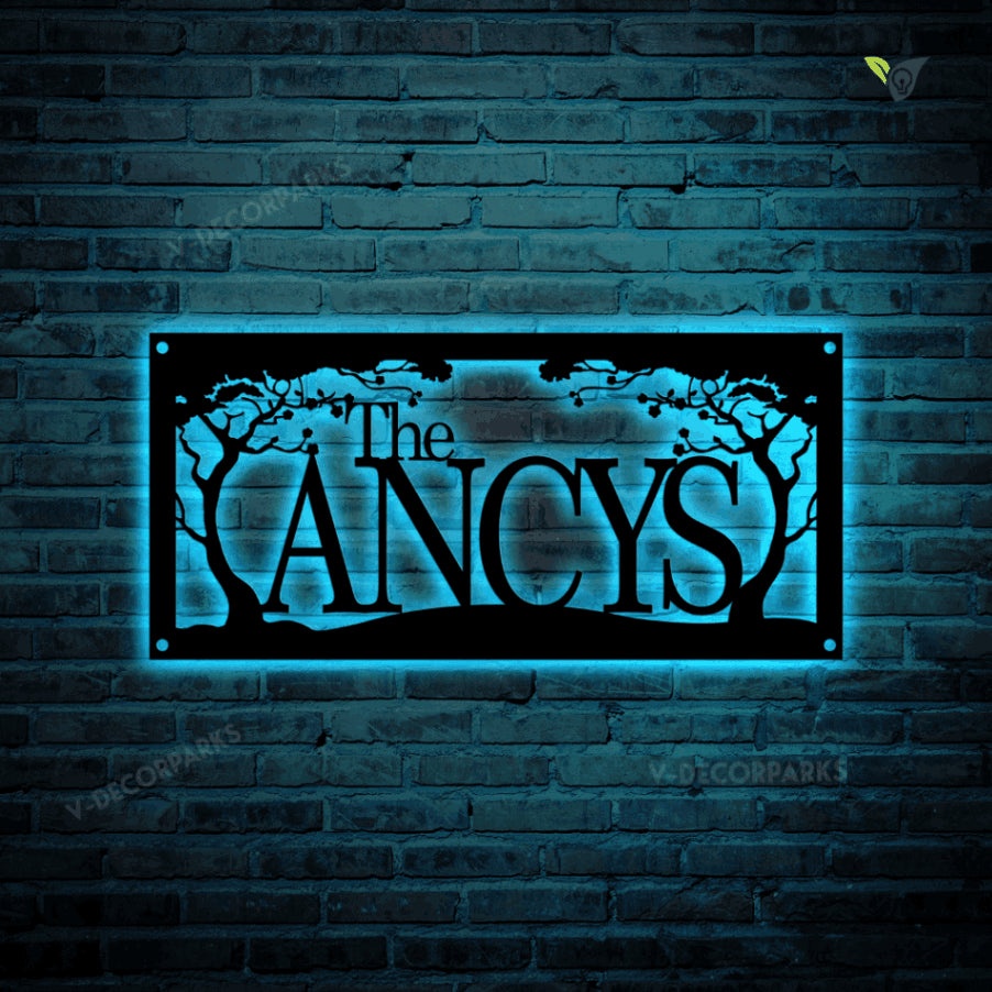 Family Name Metal Sign With Led Lights, Custom Family Name, Name Sign ...