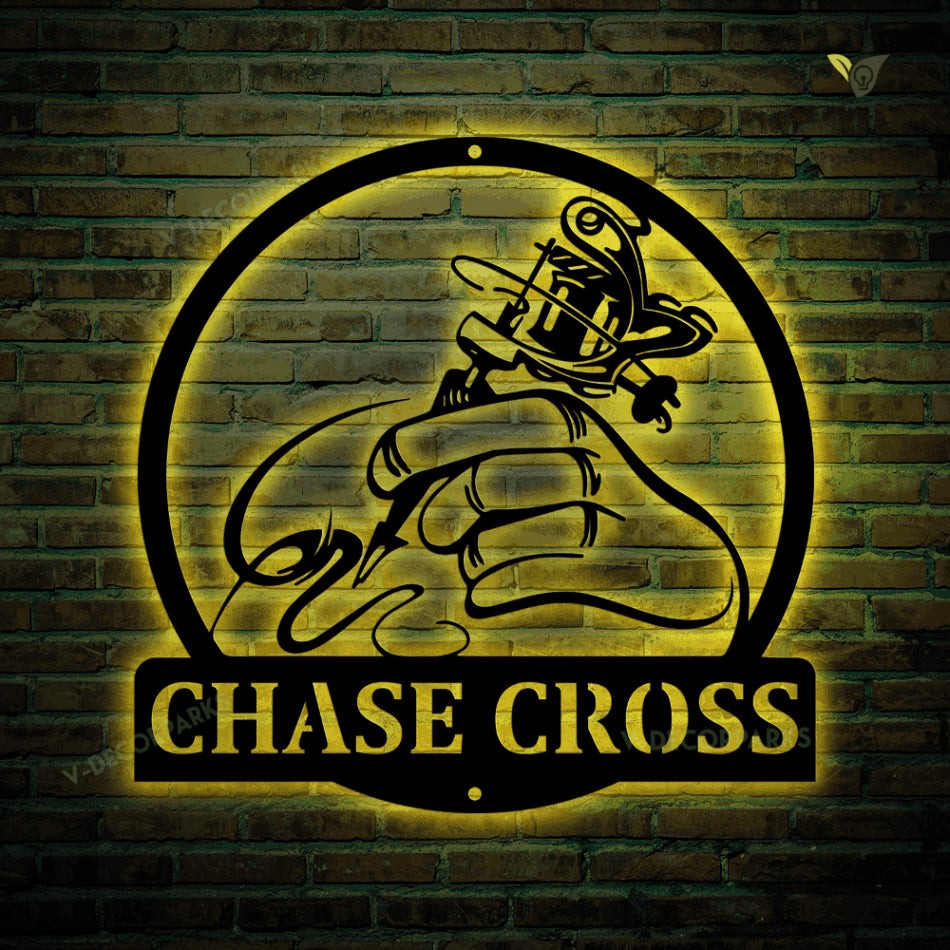 Personalized Tattoo Artist Metal Sign With Led Lights Art, Custom