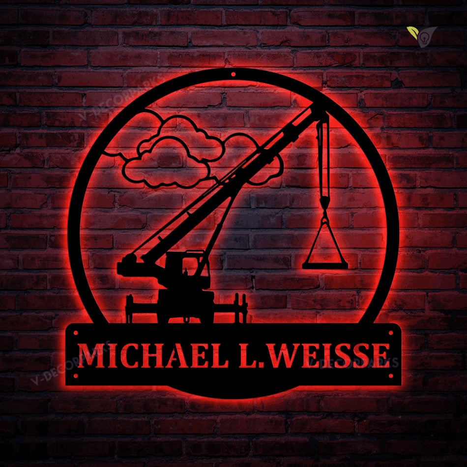 Personalized Crane Operators Metal Sign With Led Lights, Crane ...