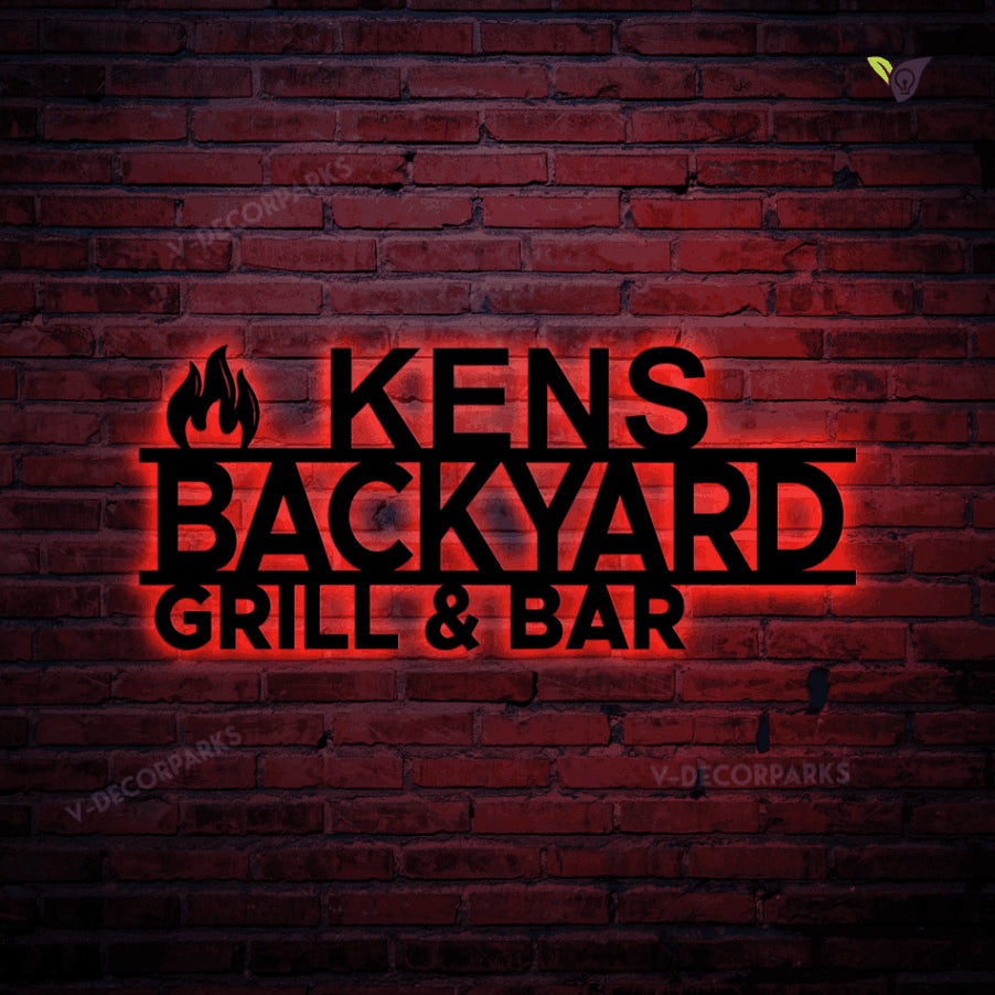 Personalized Metal Bbq Sign, Bbq Grilling Sign With Led Lights, Grill