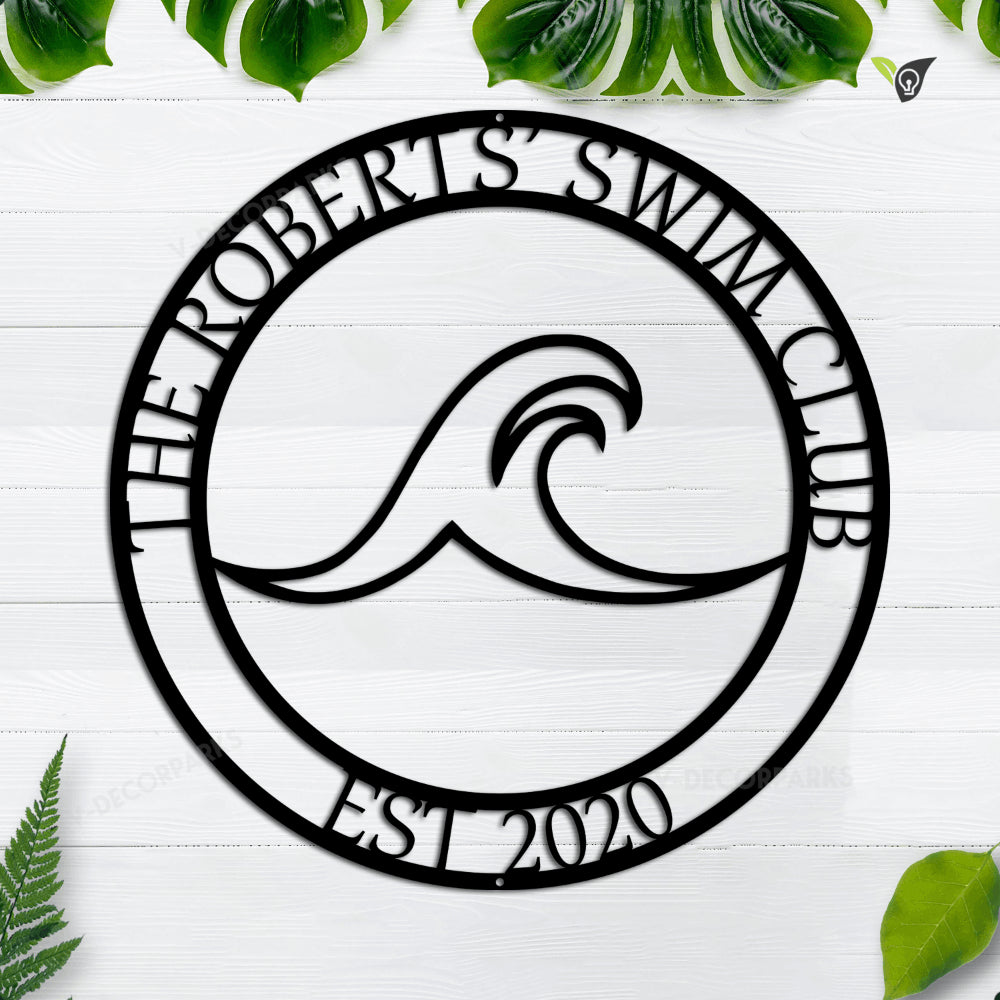 Personalized Family Pool Metal Sign, Custom Metal Pool Sign, Home Pool