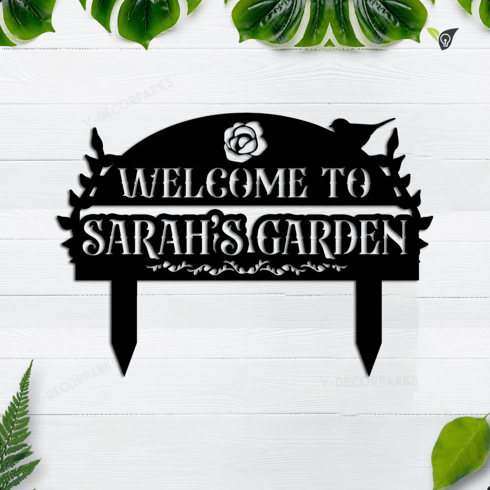 Welcome To Our Garden Hanging Metal Sign, Custom Garden Sign, Metal ...
